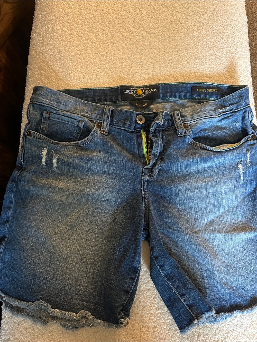 Lucky Brand Blue Frayed Abbey Denim Shorts